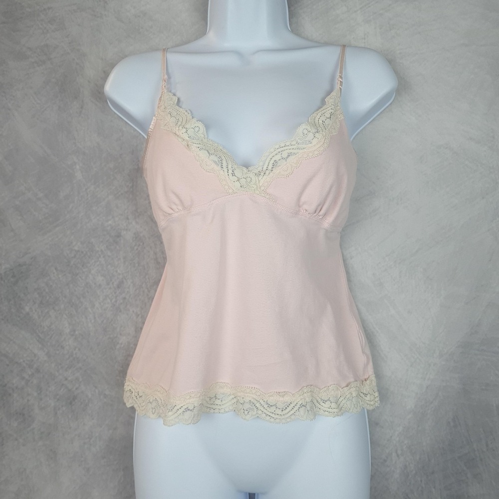 Y2K Polo Jeans Camisole Top Womens Medium Pink Lace Tank Coquette Fairycore